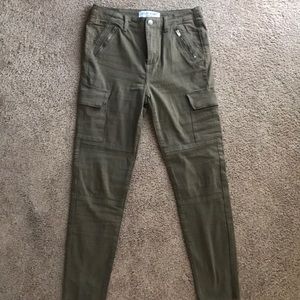 Olive cargo skinny pants